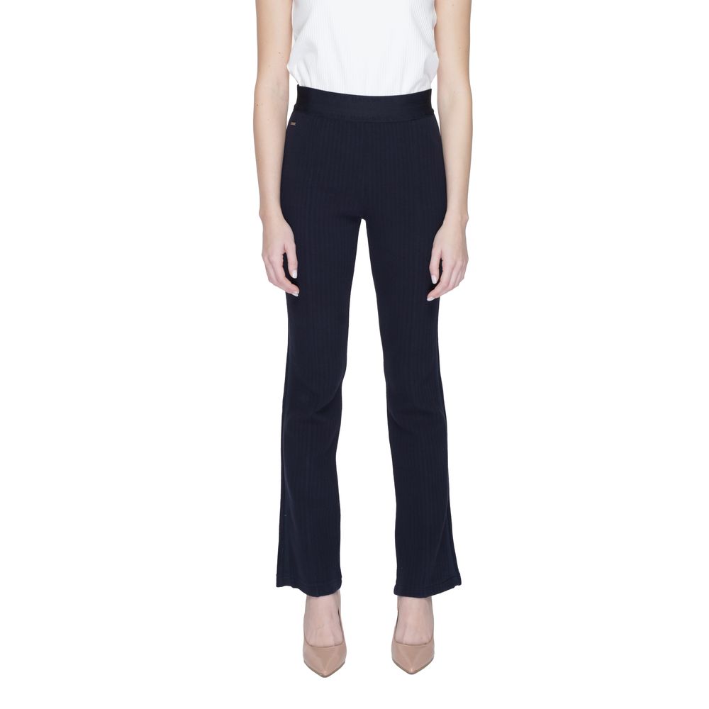 Street One - Polished Bootcut Flared Cotton Pant - Navy Blue