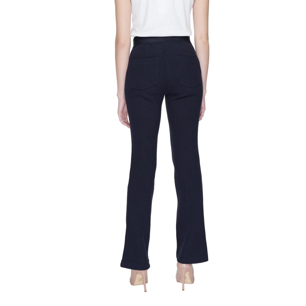 Street One - Polished Bootcut Flared Cotton Pant - Navy Blue