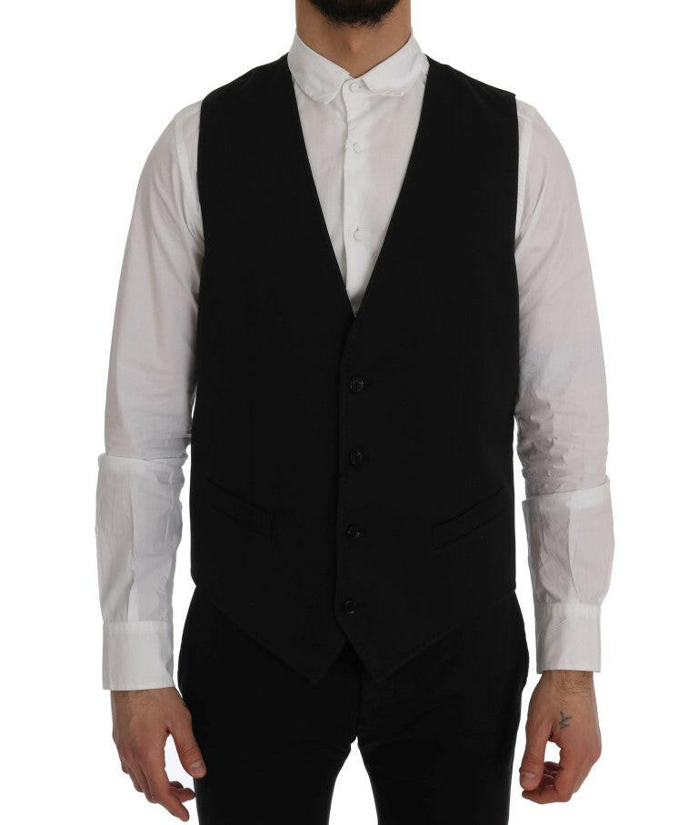 Dolce & Gabbana Black STAFF Cotton Vest -  Vests for Men Suits -  Dolce & Gabbana.