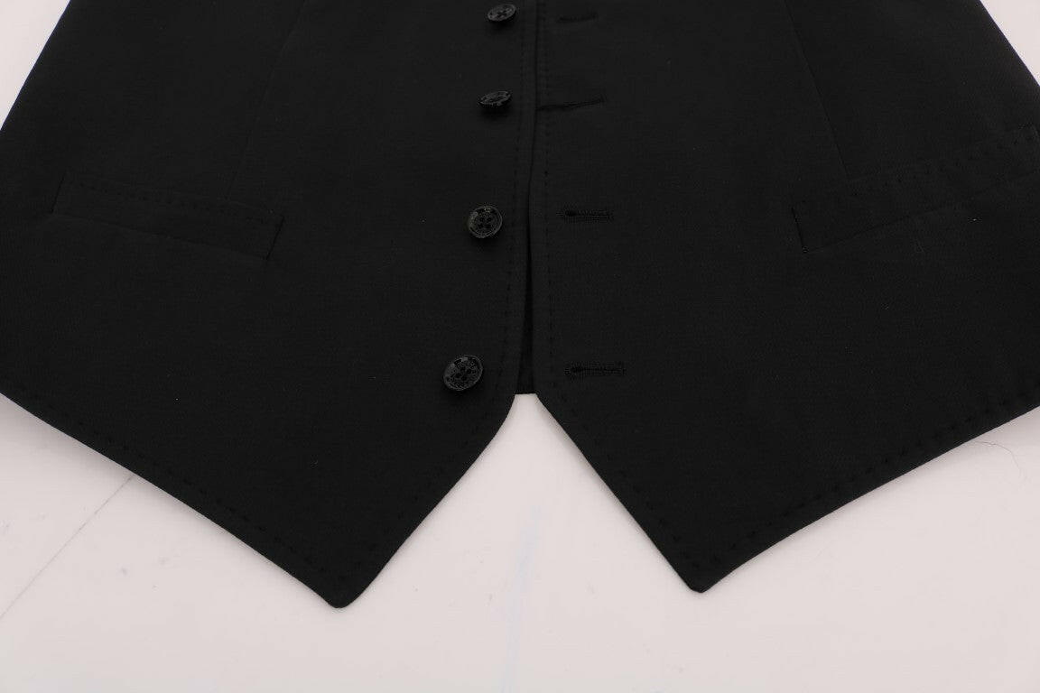 Dolce & Gabbana Black STAFF Cotton Vest -  Vests for Men Suits -  Dolce & Gabbana.