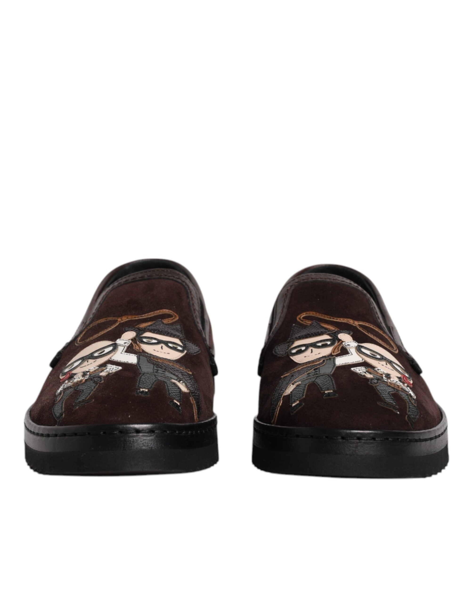 Dolce & Gabbana Brown Suede DG Family Slip On Flats Shoes -   -  Dolce & Gabbana.