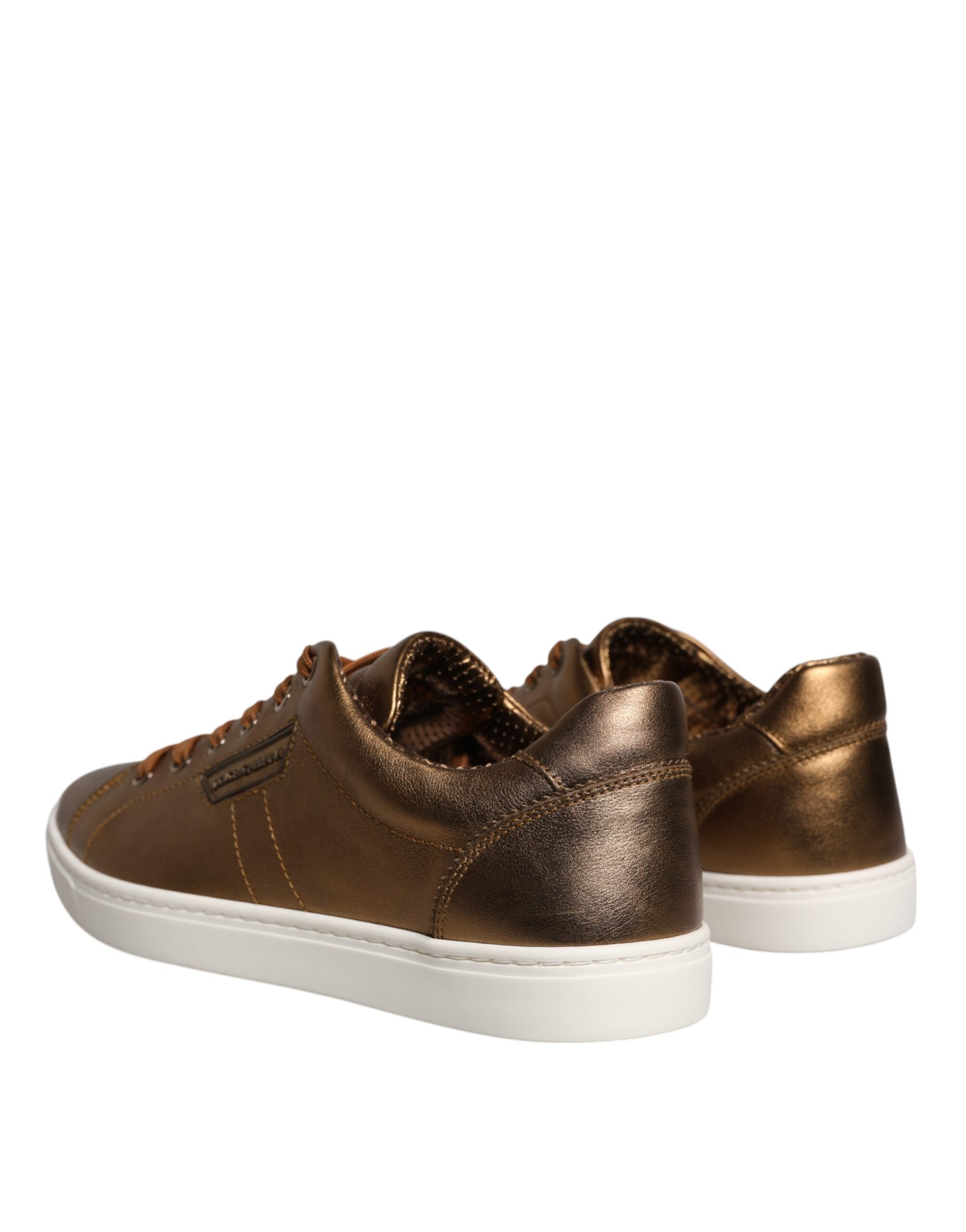 Dolce & Gabbana Gold Leather Logo London Men Sneaker Shoes -   -  Dolce & Gabbana.