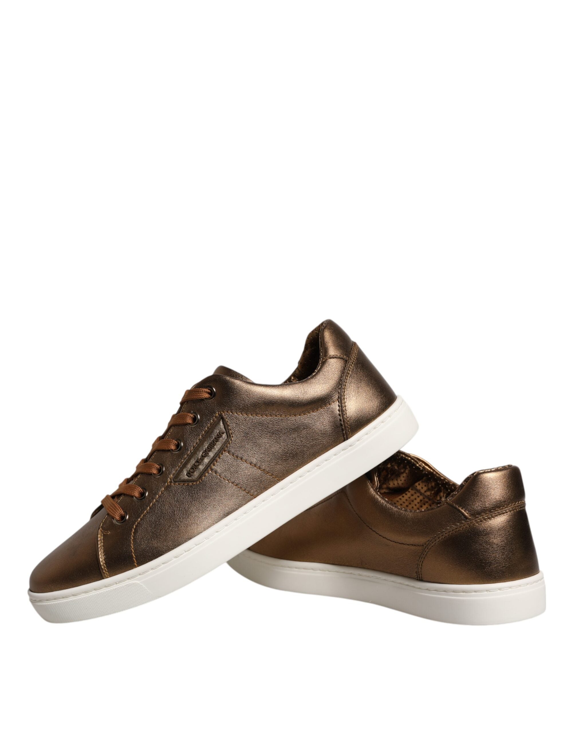 Dolce & Gabbana Gold Leather Logo London Men Sneaker Shoes -   -  Dolce & Gabbana.