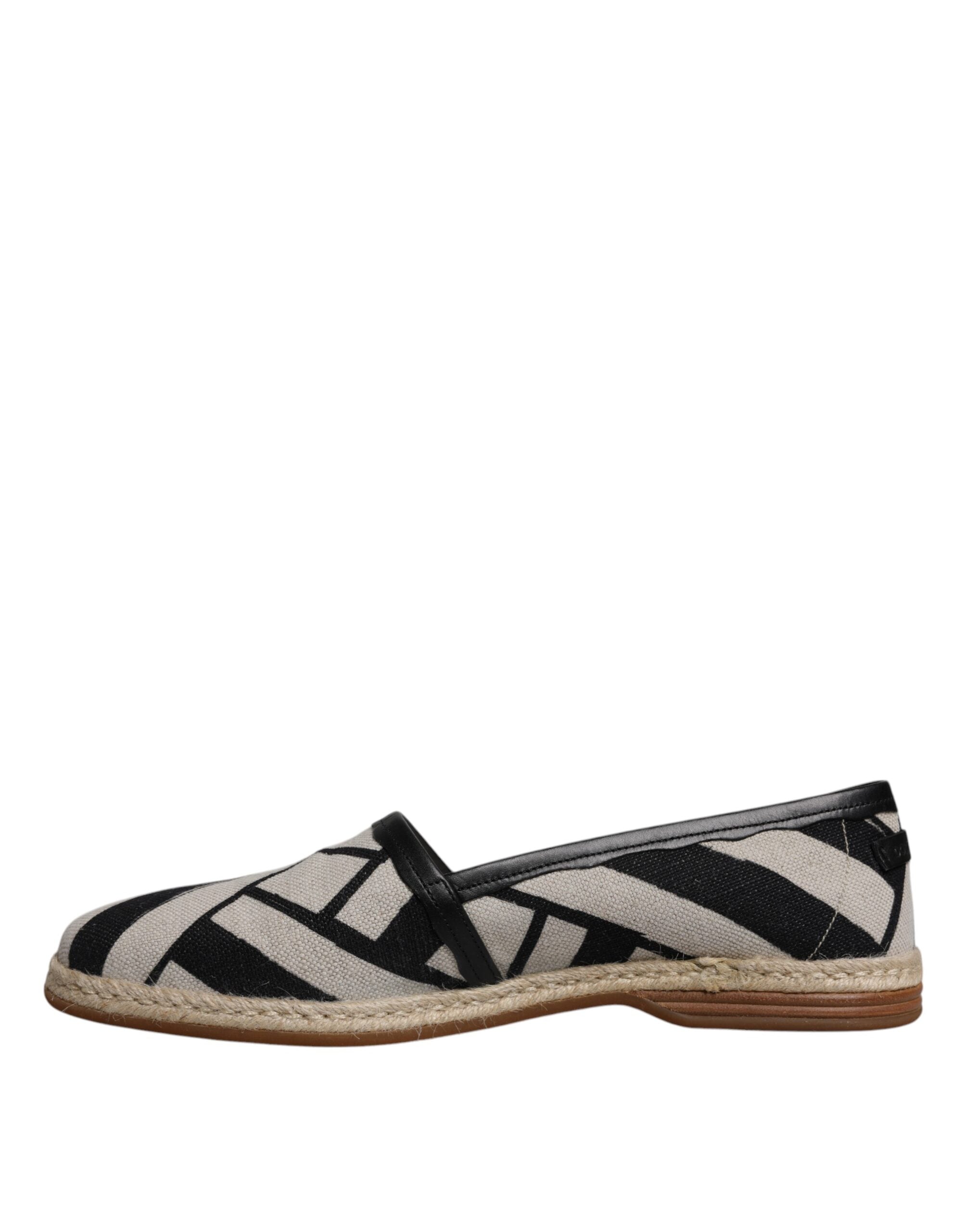 Dolce & Gabbana Black White Stripes Slip On Espadrille Shoes -   -  Dolce & Gabbana.