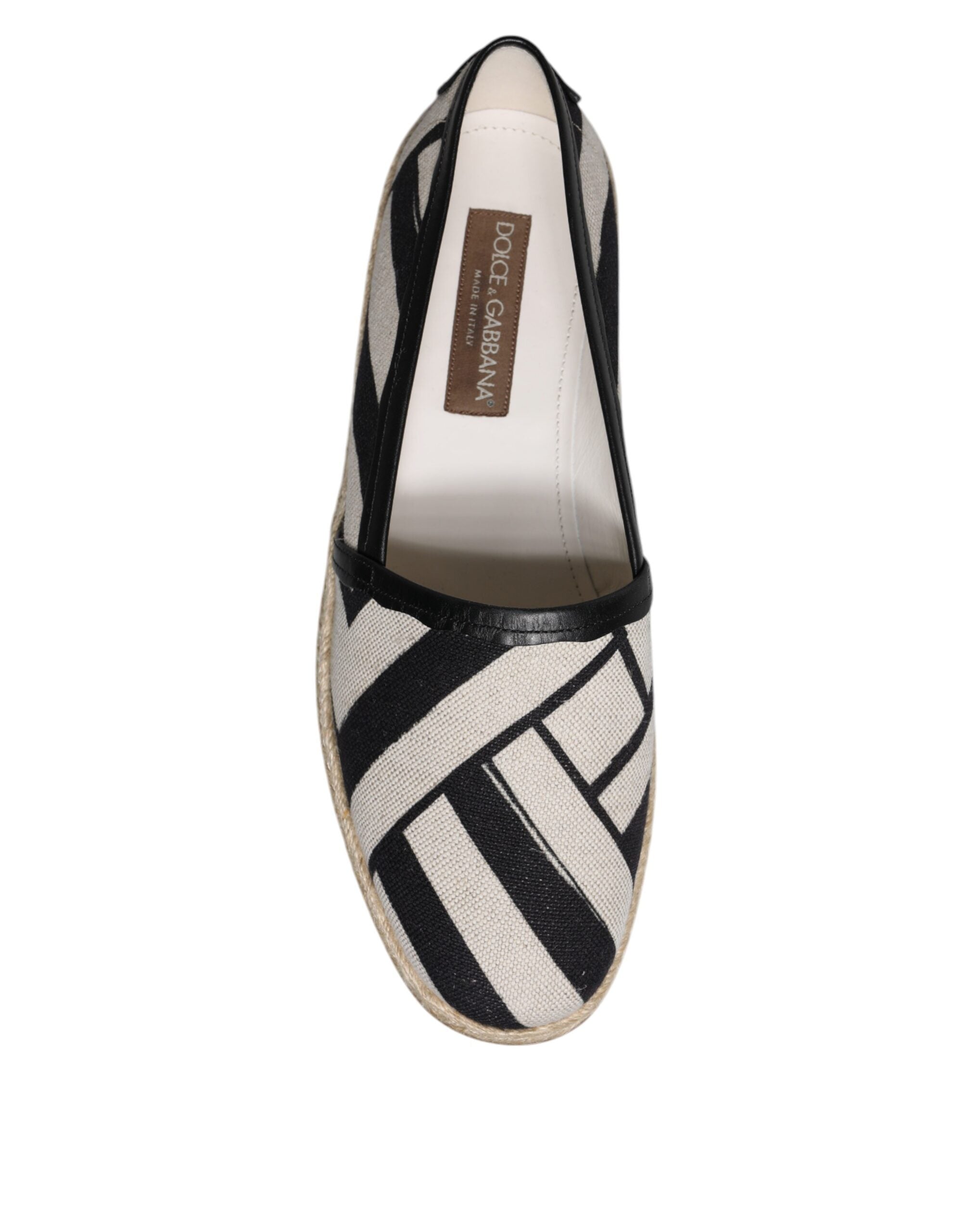 Dolce & Gabbana Black White Stripes Slip On Espadrille Shoes -   -  Dolce & Gabbana.