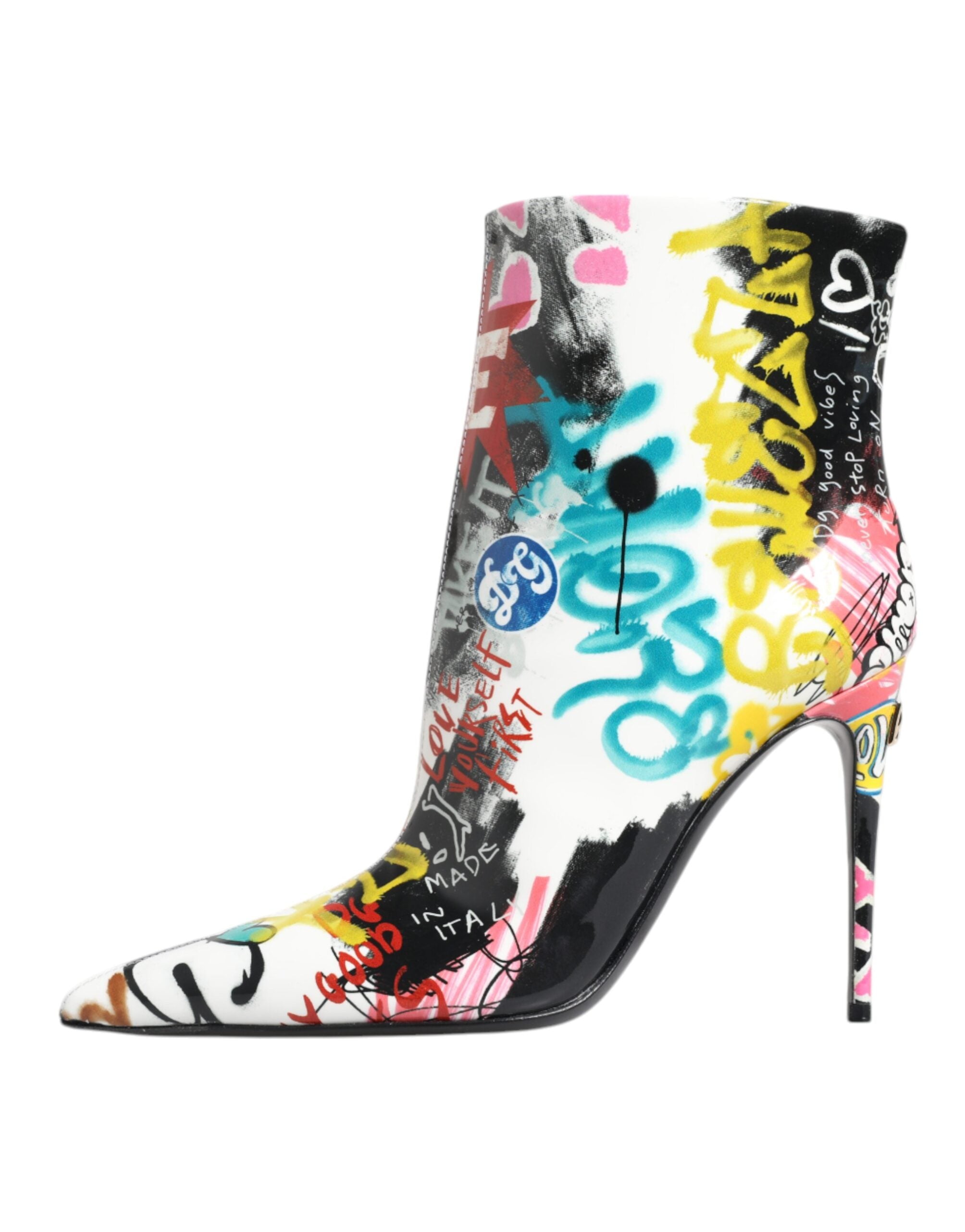Dolce & Gabbana Multicolor Graffiti Keira Mid Calf Boots Shoes -   -  Dolce & Gabbana.