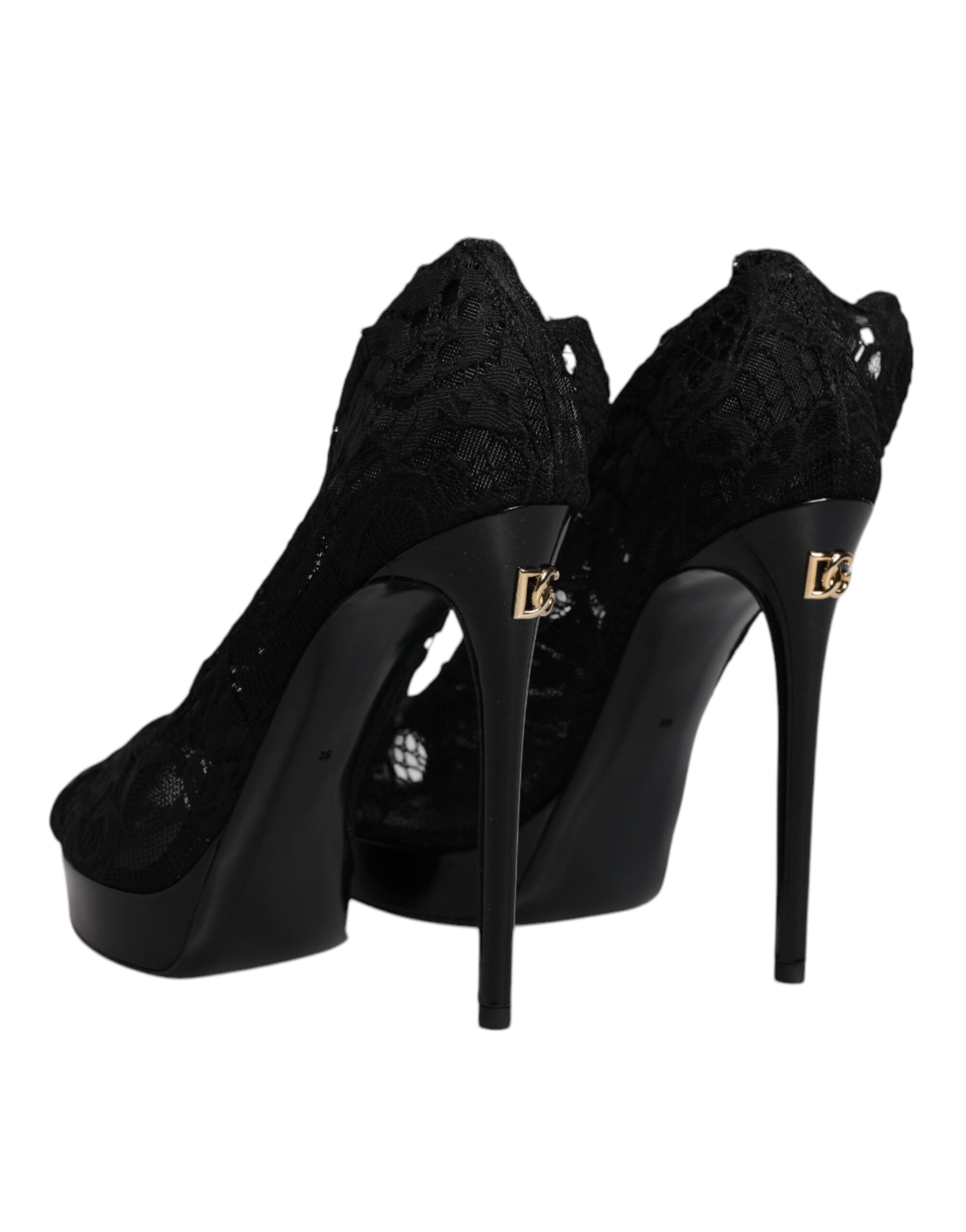 Dolce & Gabbana Black Stretch Taormina Lace Boots Shoes -   -  Dolce & Gabbana.