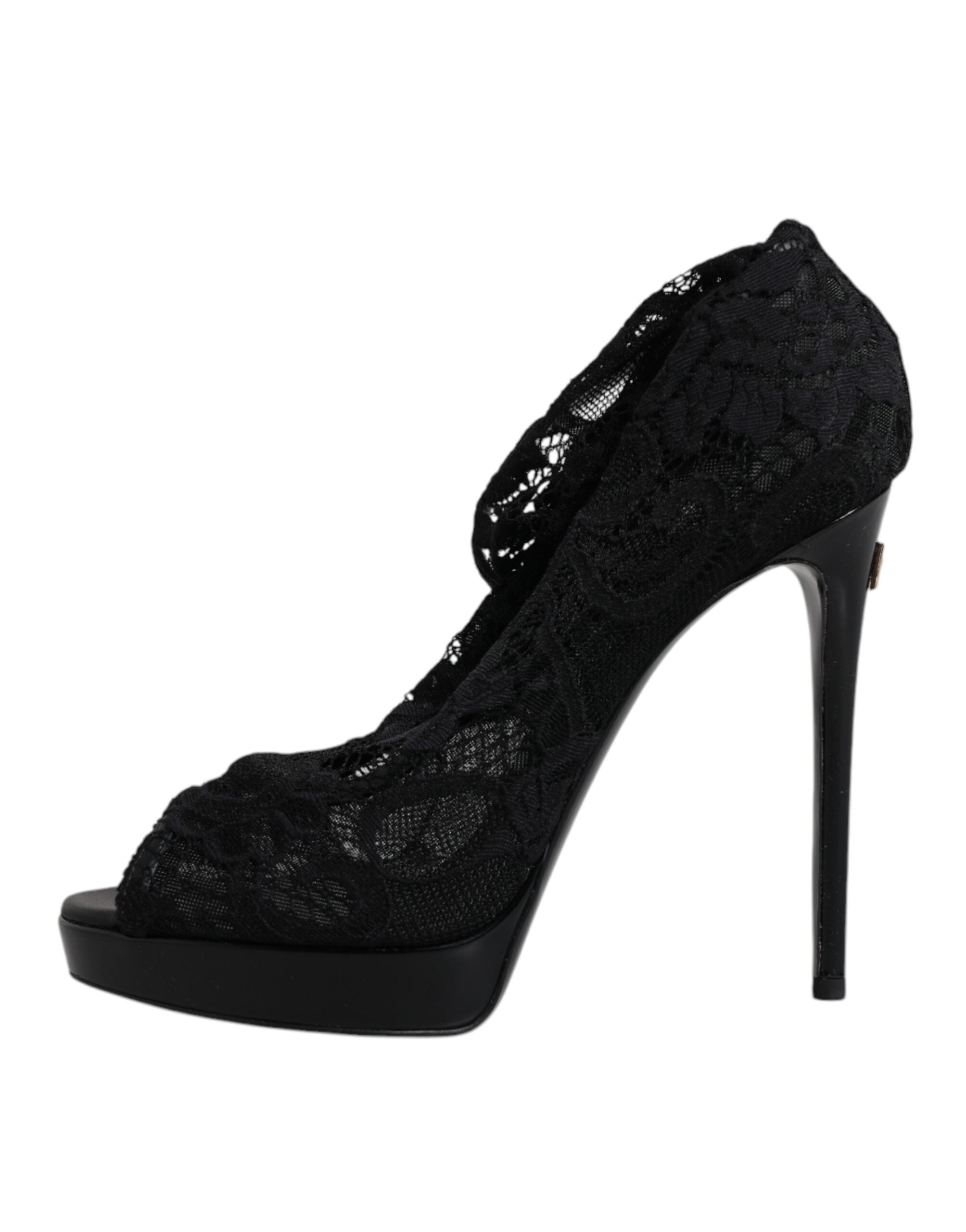 Dolce & Gabbana Black Stretch Taormina Lace Boots Shoes -   -  Dolce & Gabbana.