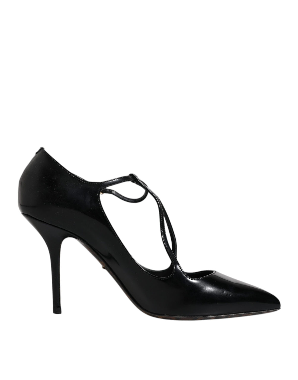 Dolce & Gabbana Black Leather T-strap Stiletto Heels Shoes -   -  Dolce & Gabbana.