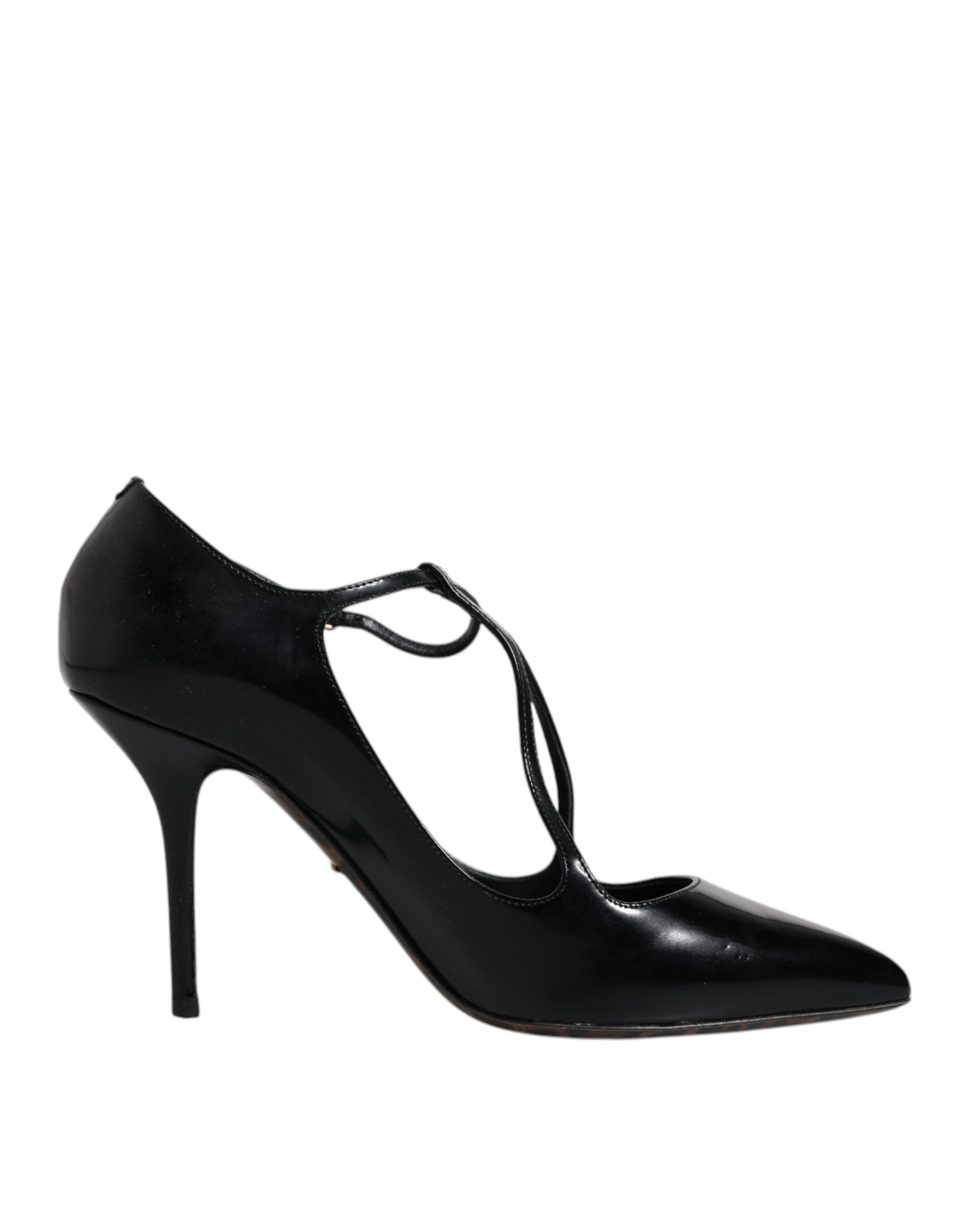 Dolce & Gabbana Black Leather T-strap Stiletto Heels Shoes -   -  Dolce & Gabbana.