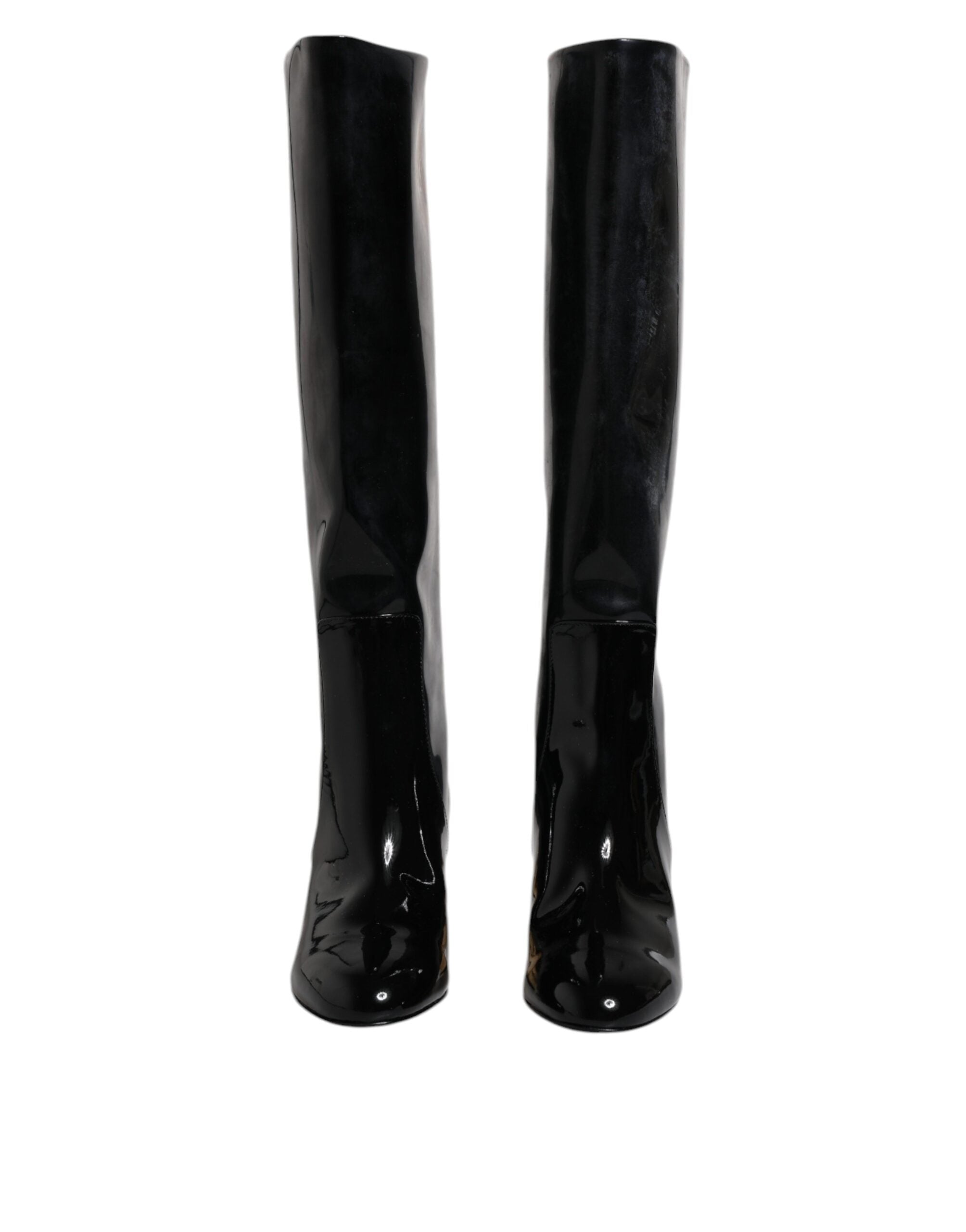 Dolce & Gabbana Black Patent Leather Vally High Boots Shoes -   -  Dolce & Gabbana.