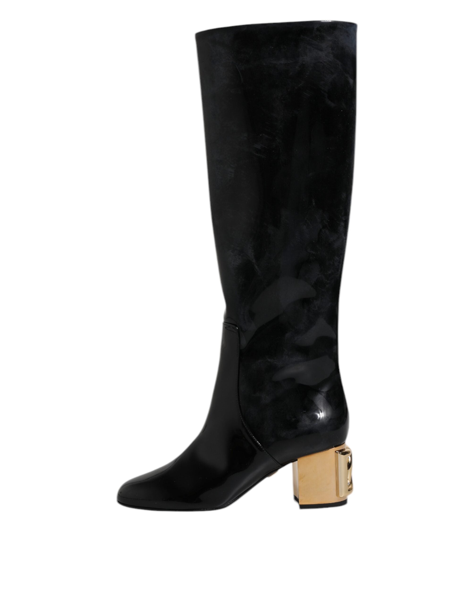 Dolce & Gabbana Black Patent Leather Vally High Boots Shoes -   -  Dolce & Gabbana.
