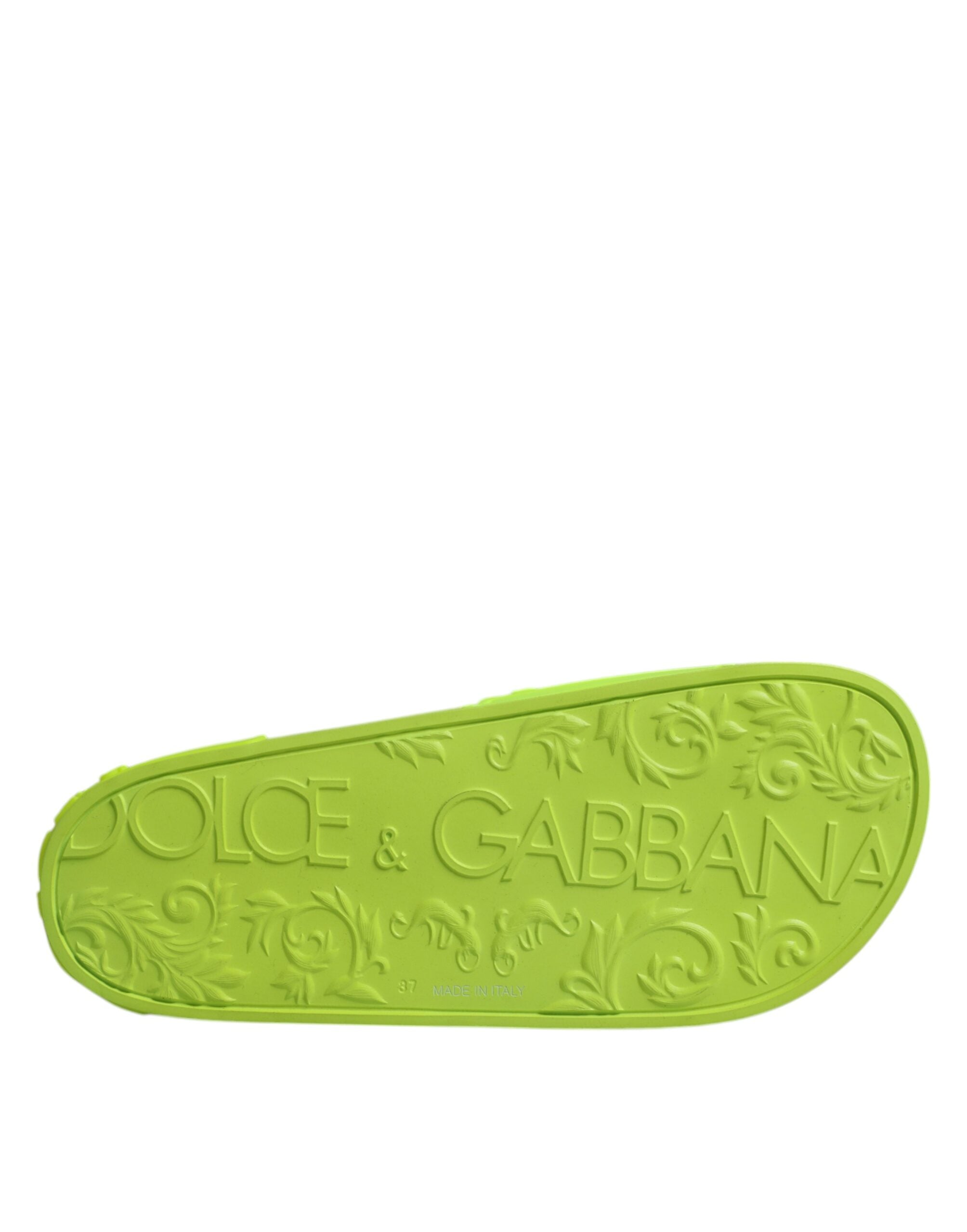 Dolce & Gabbana Green Rubber Slides Sandals Beachwear Shoes -   -  Dolce & Gabbana.