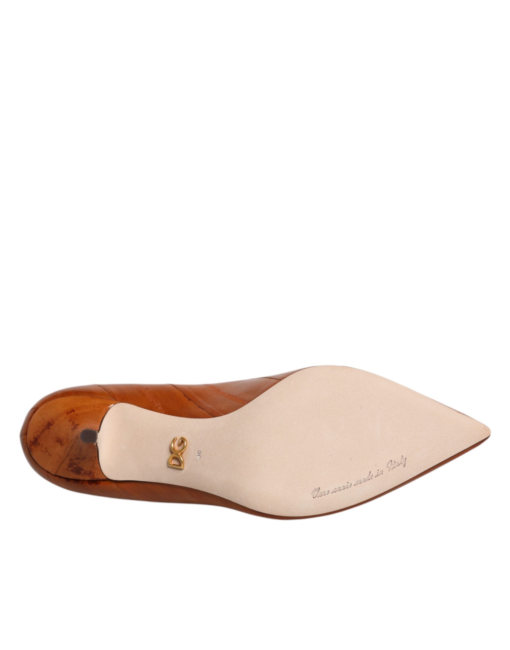 Dolce & Gabbana Brown Leather Kitten Heels Pumps Shoes -   -  Dolce & Gabbana.