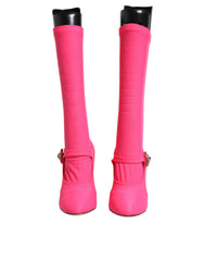 Dolce & Gabbana Pink Nylon Crystal Vally High Boots Shoes -   -  Dolce & Gabbana.