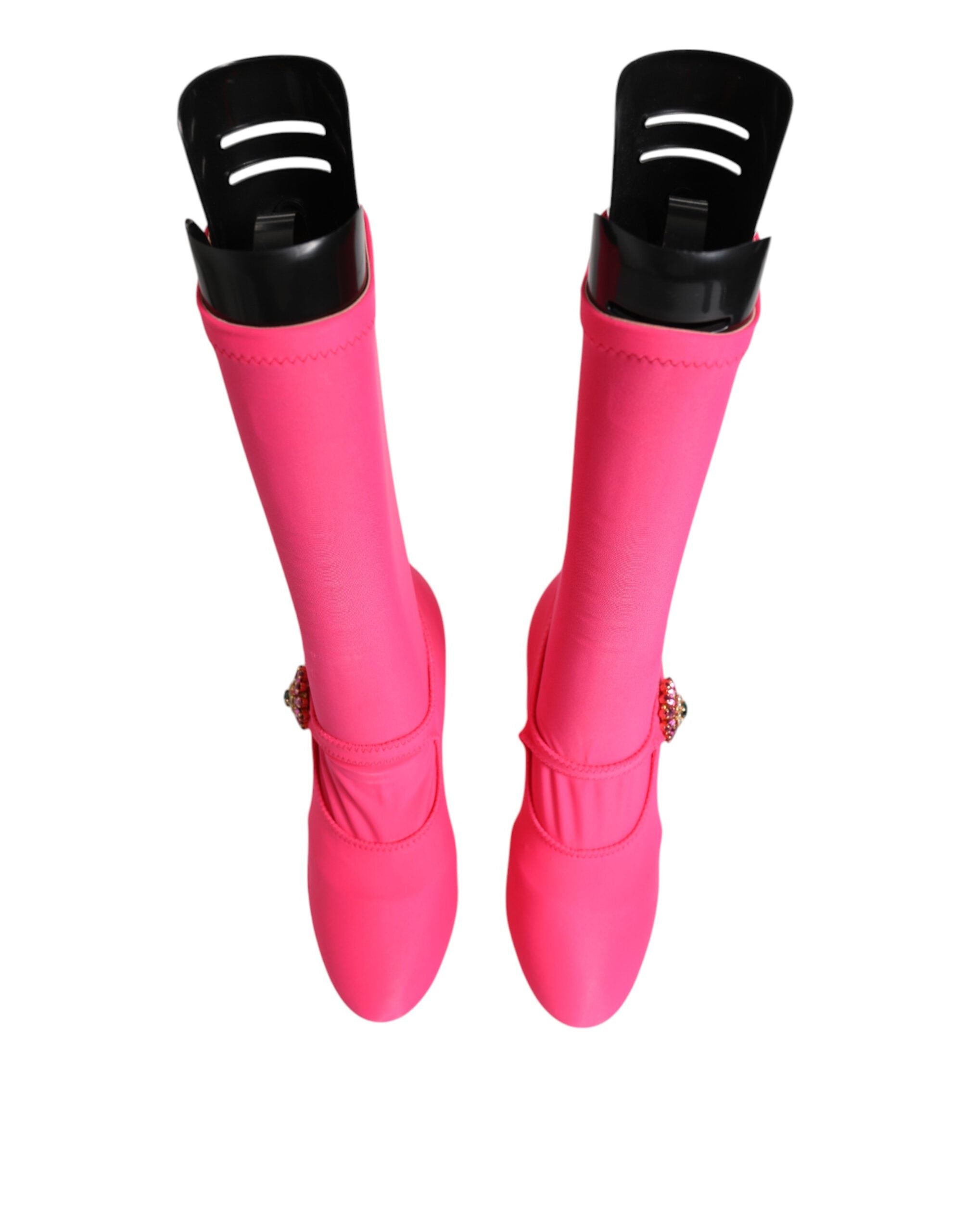Dolce & Gabbana Pink Nylon Crystal Vally High Boots Shoes -   -  Dolce & Gabbana.