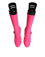 Dolce & Gabbana Pink Nylon Crystal Vally High Boots Shoes -   -  Dolce & Gabbana.