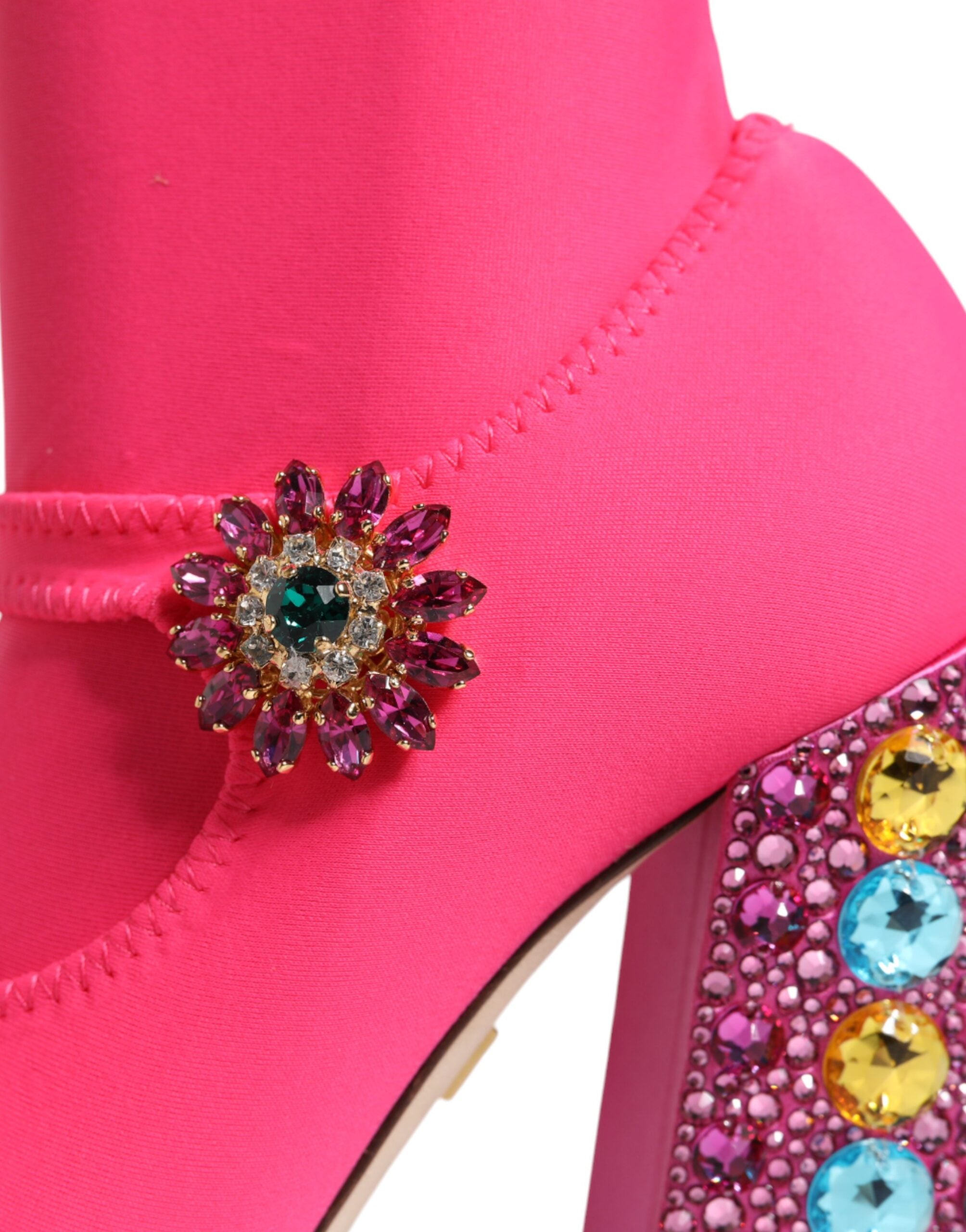 Dolce & Gabbana Pink Nylon Crystal Vally High Boots Shoes -   -  Dolce & Gabbana.