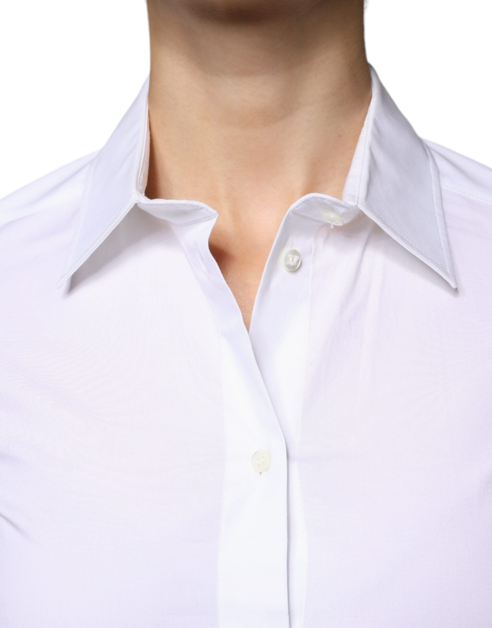 Dolce & Gabbana White Cotton Collared Long Sleeves Shirt Top -   -  Dolce & Gabbana.