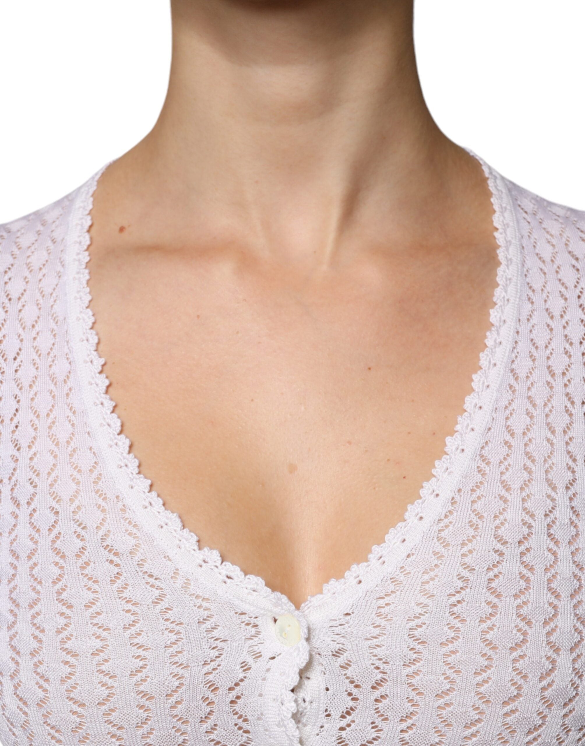 Dolce & Gabbana White Silk Button Down Cardigan Sweater -   -  Dolce & Gabbana.