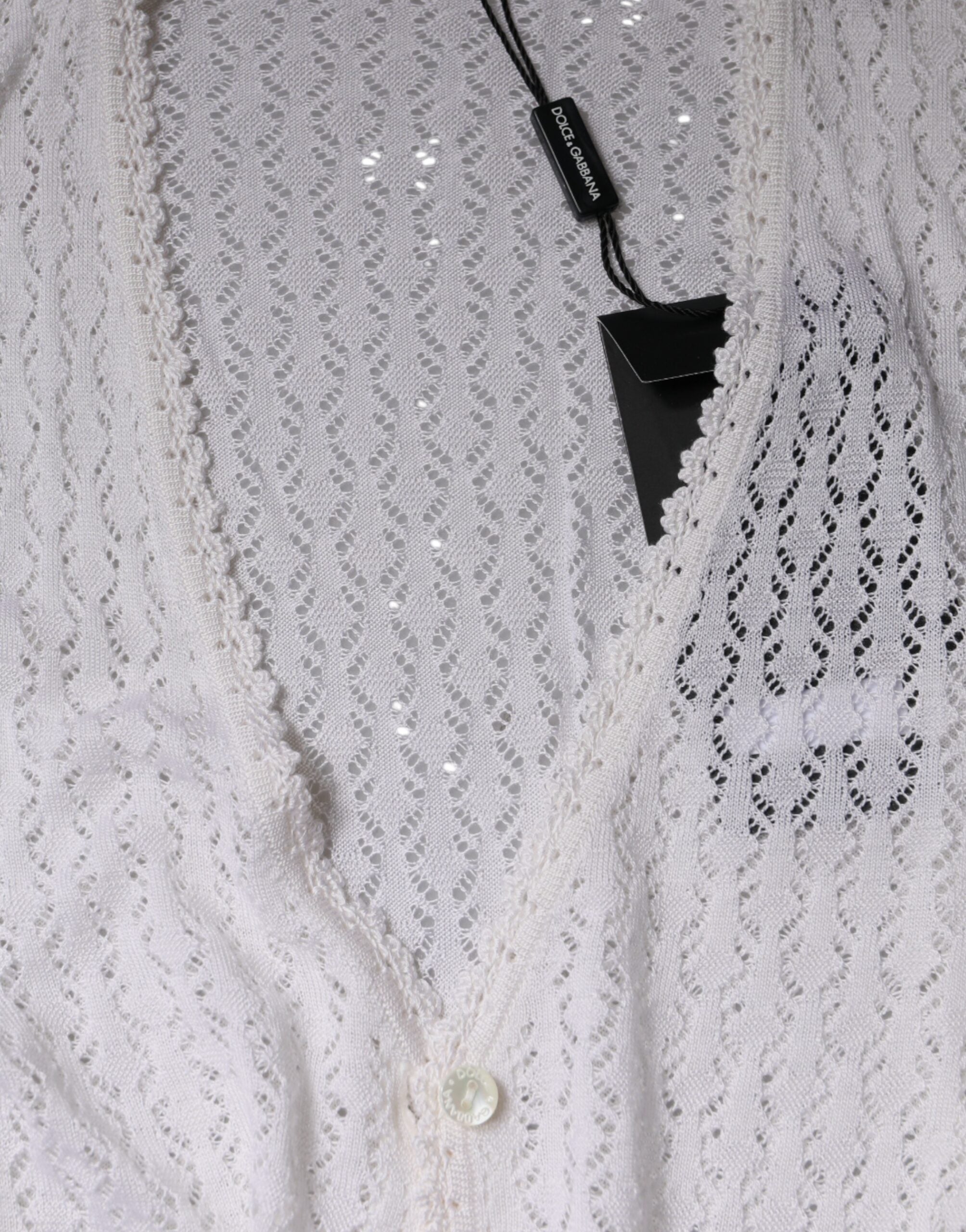 Dolce & Gabbana White Silk Button Down Cardigan Sweater -   -  Dolce & Gabbana.