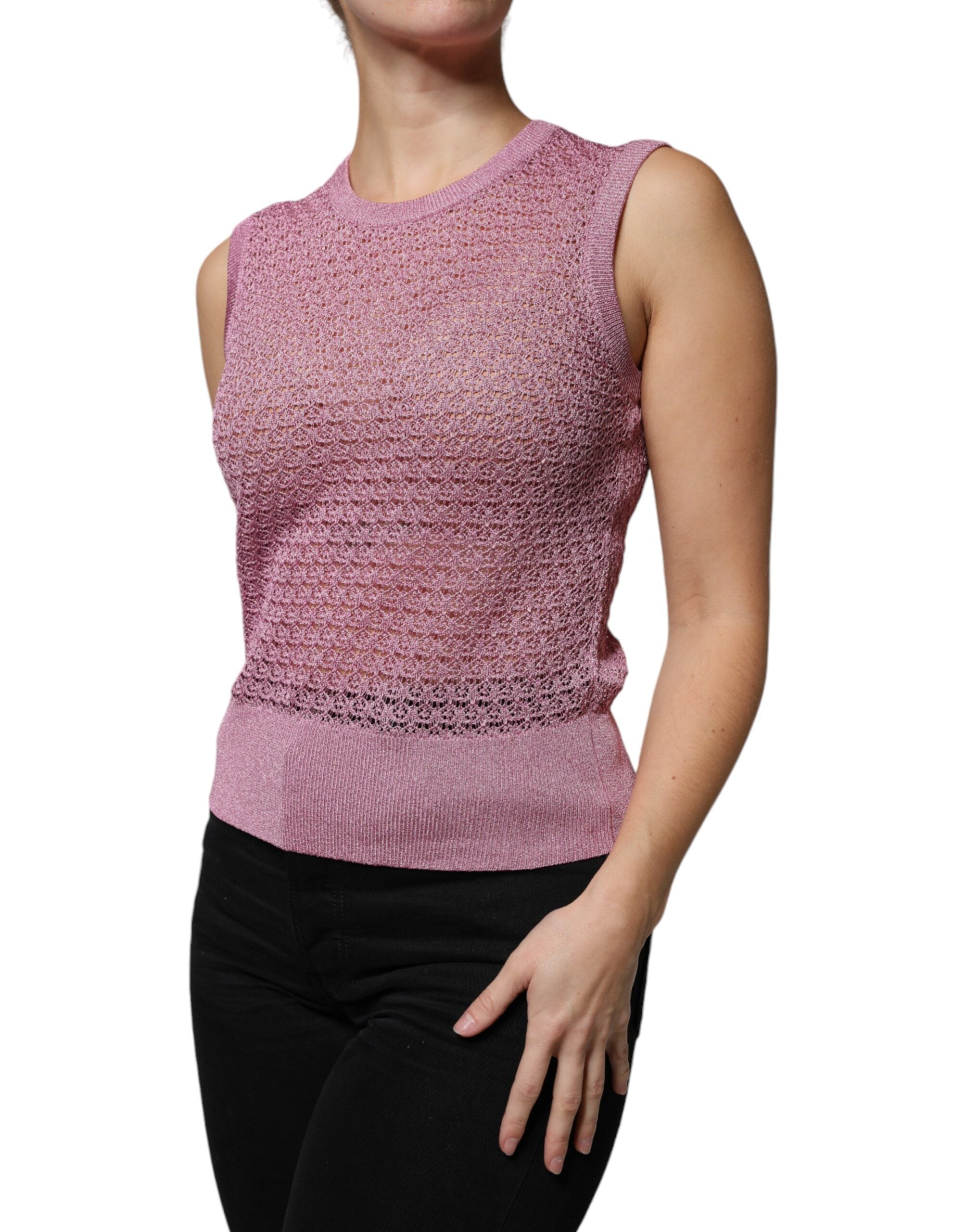 Dolce & Gabbana Pink Mesh See Through Sleeveless Tank Top -   -  Dolce & Gabbana.