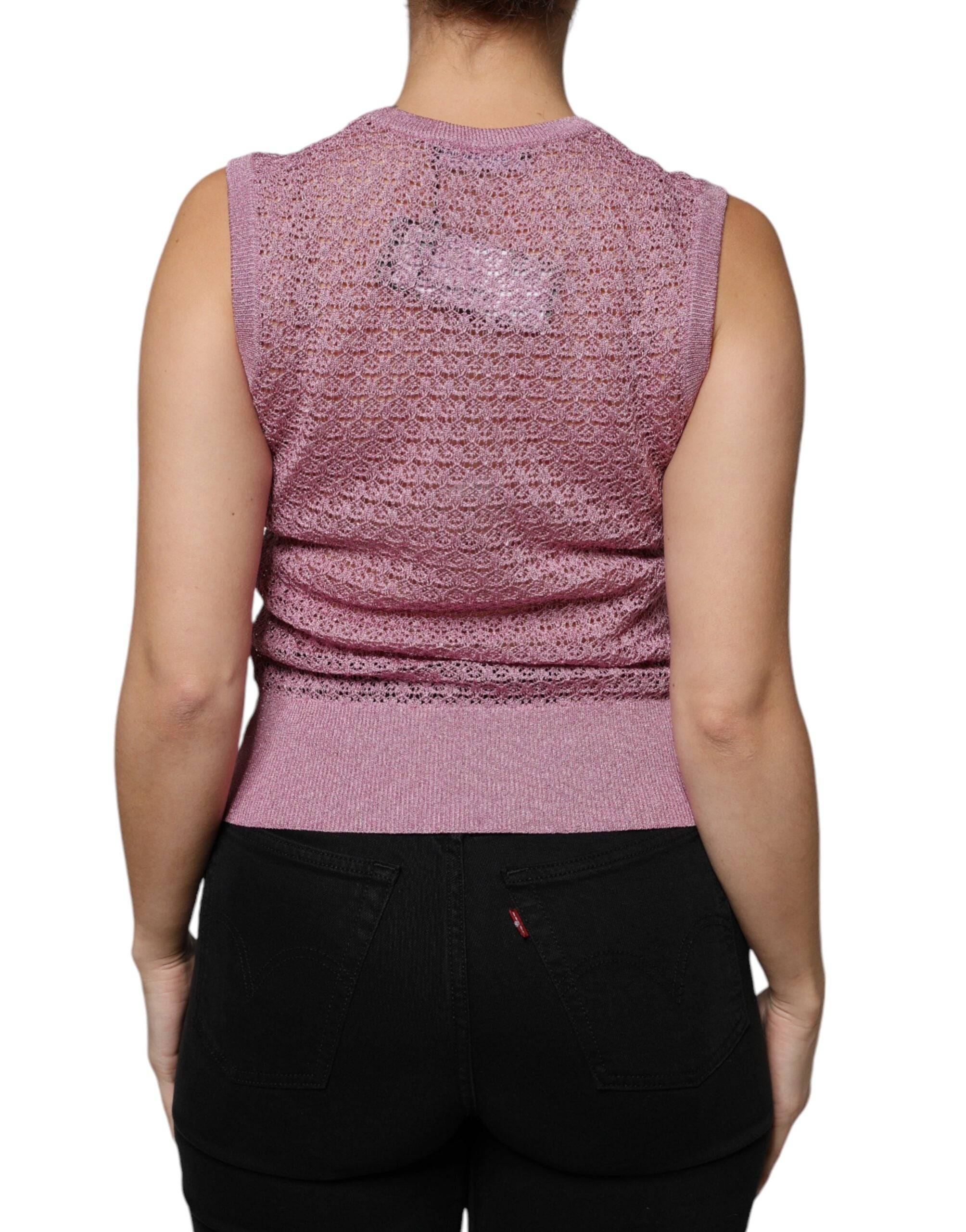 Dolce & Gabbana Pink Mesh See Through Sleeveless Tank Top -   -  Dolce & Gabbana.