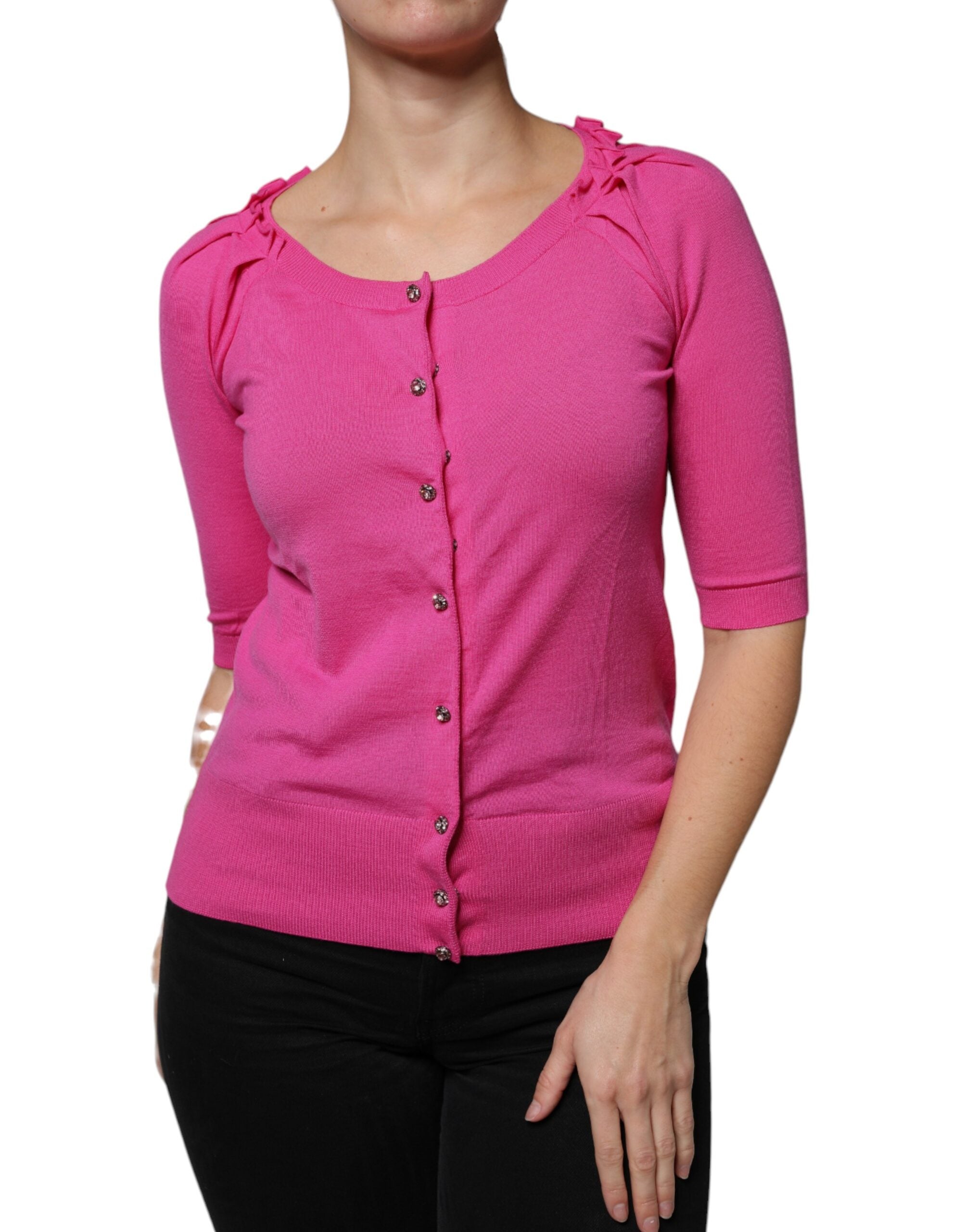 Dolce & Gabbana Pink Wool Button Down Cardigan Sweater -   -  Dolce & Gabbana.