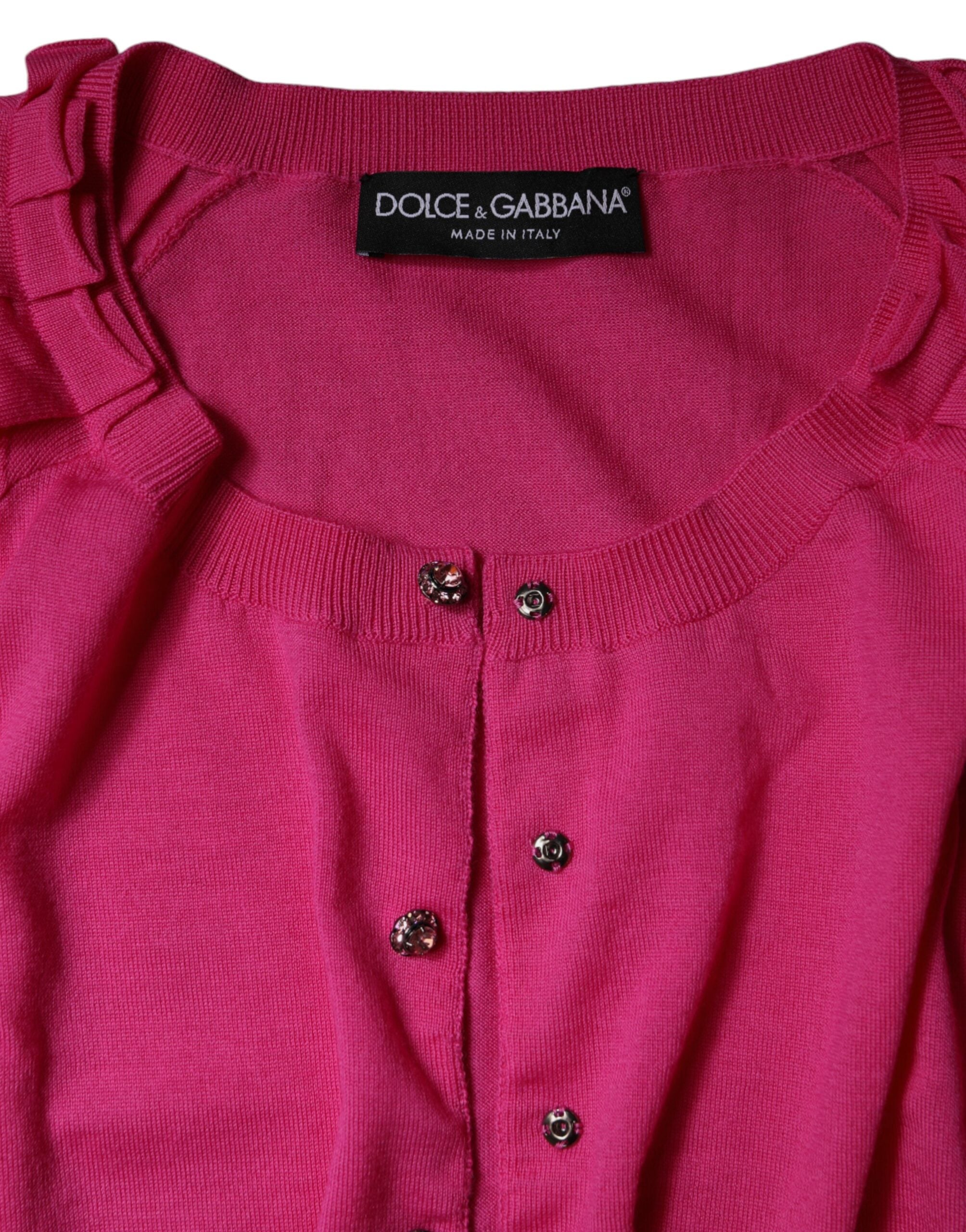 Dolce & Gabbana Pink Wool Button Down Cardigan Sweater -   -  Dolce & Gabbana.