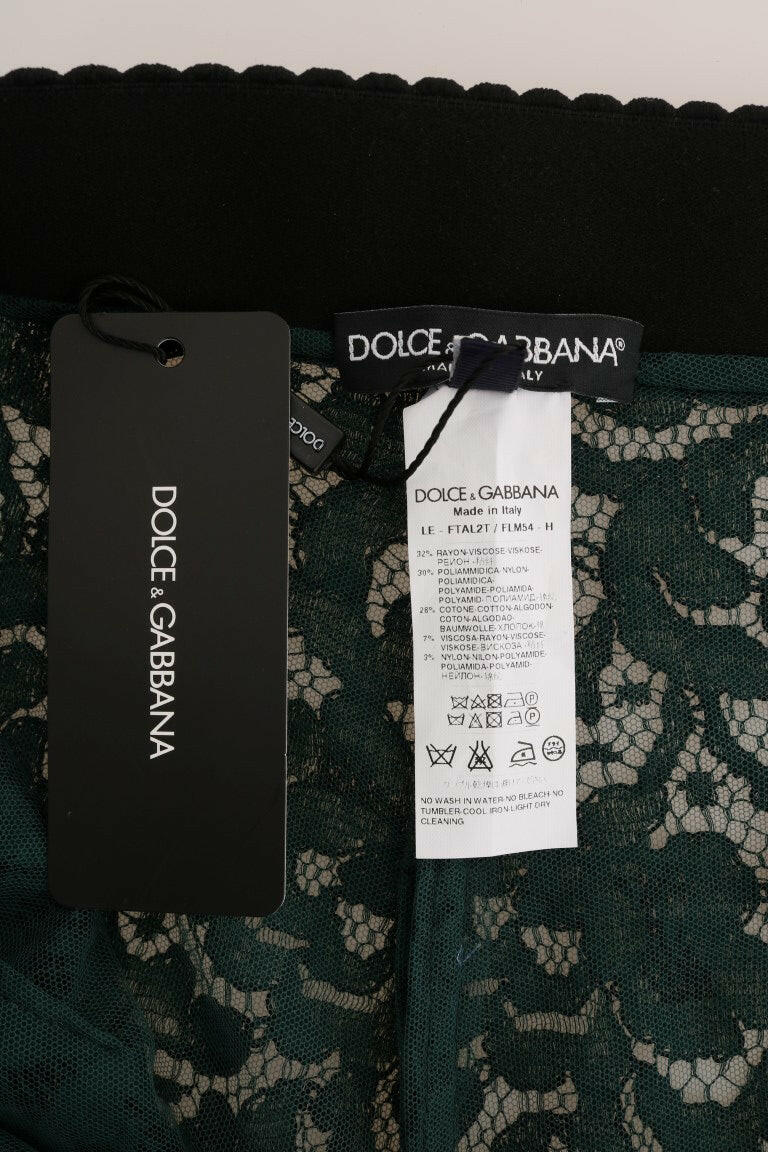 Dolce & Gabbana Green Floral Lace Leggings Pants -   -  Dolce & Gabbana.