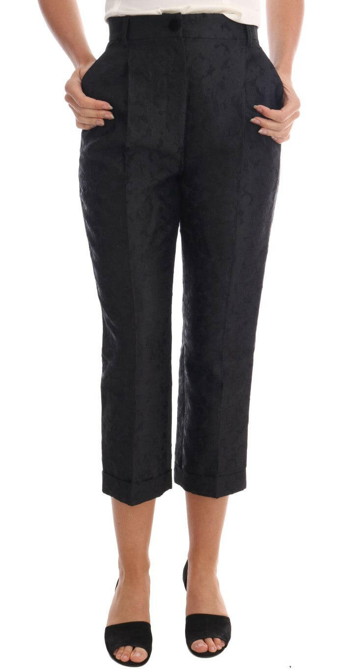 Dolce & Gabbana Black Floral Brocade Capri Pants -   -  Dolce & Gabbana.