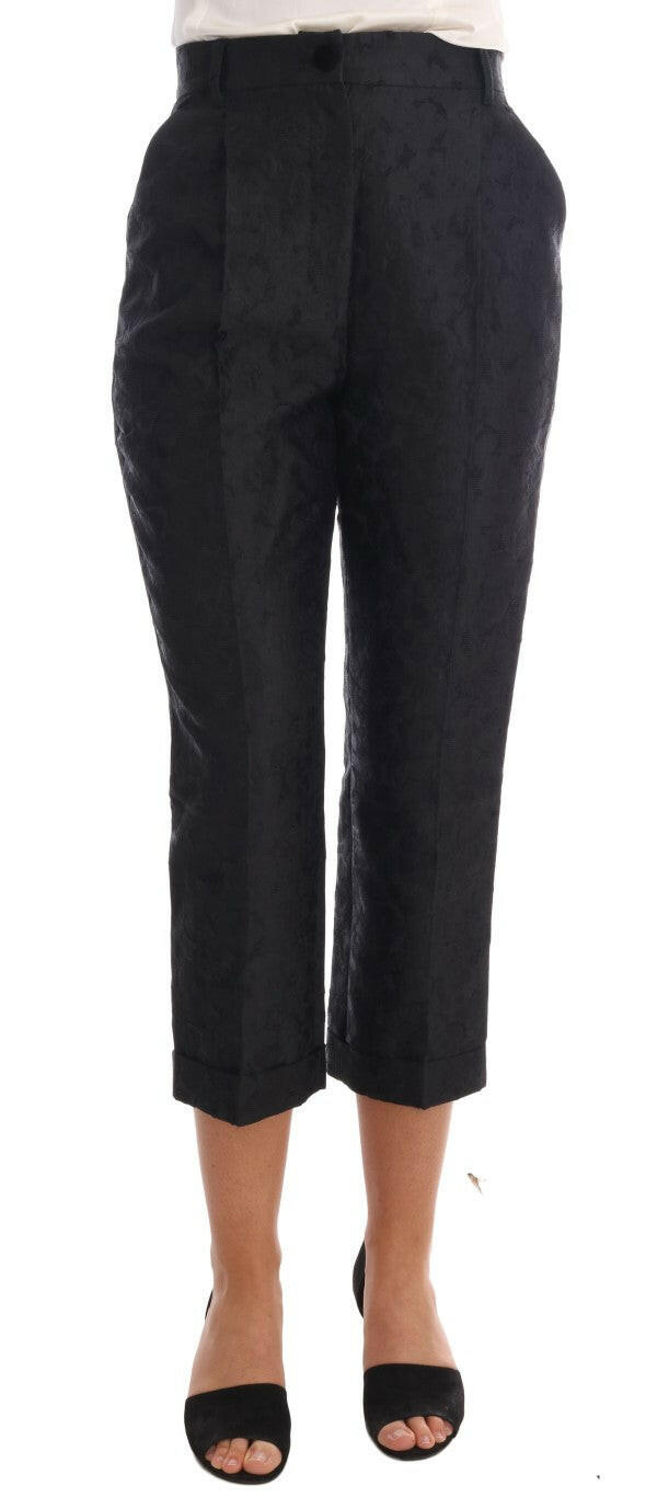 Dolce & Gabbana Black Floral Brocade Capri Pants -   -  Dolce & Gabbana.