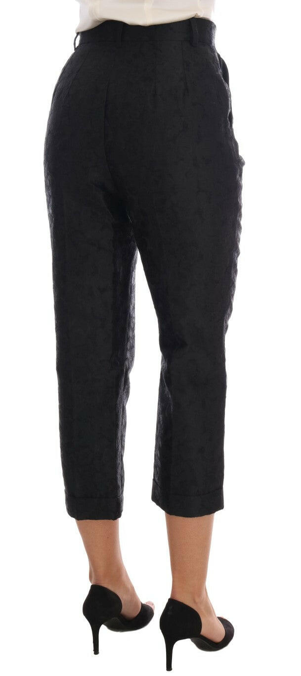 Dolce & Gabbana Black Floral Brocade Capri Pants -   -  Dolce & Gabbana.