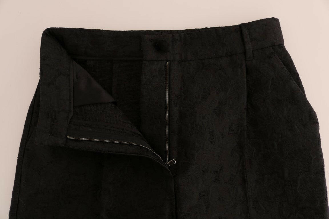 Dolce & Gabbana Black Floral Brocade Capri Pants -   -  Dolce & Gabbana.