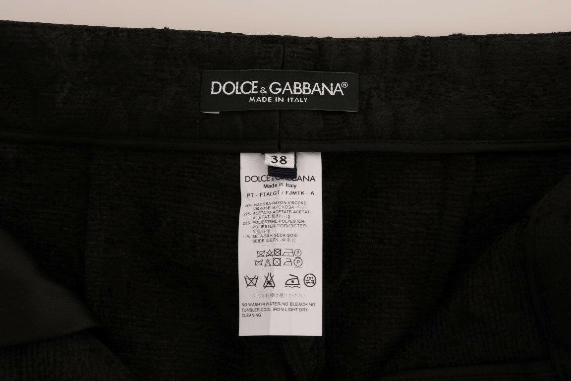 Dolce & Gabbana Black Floral Brocade Capri Pants -   -  Dolce & Gabbana.