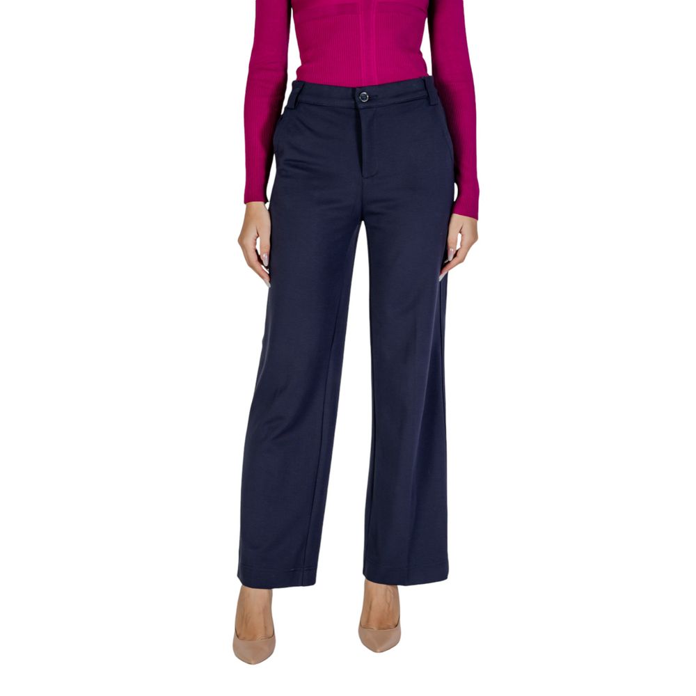 Street One - Elegant Viscose Cigarette Cut Wide Leg Trousers - Blue
