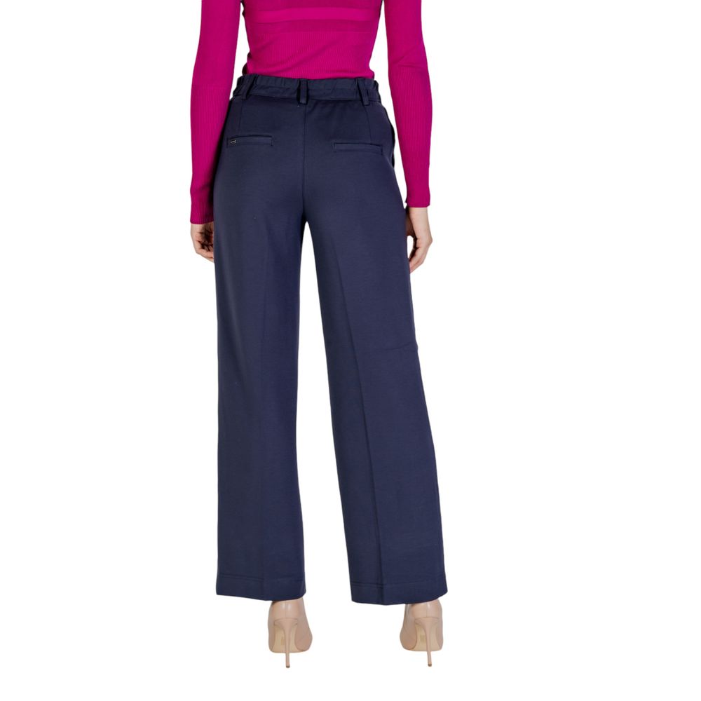 Street One - Elegant Viscose Cigarette Cut Wide Leg Trousers - Blue