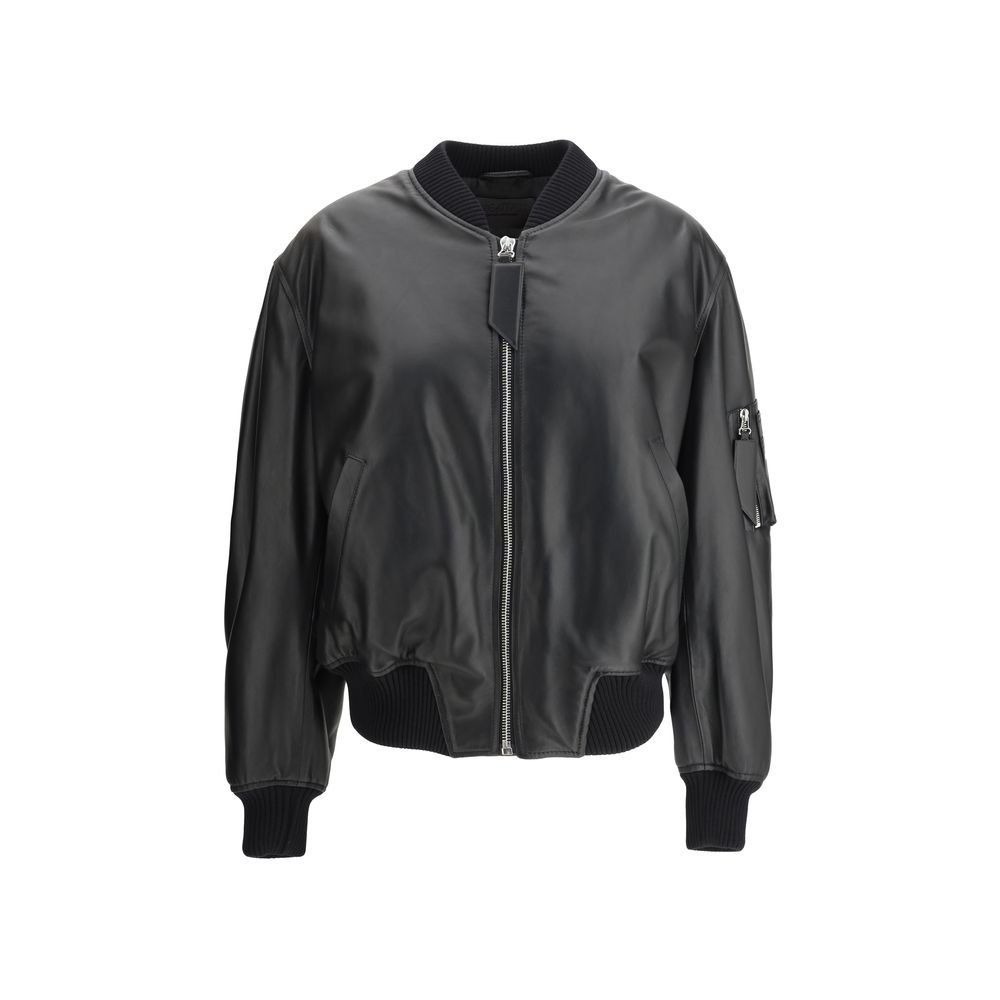 The Attico Leather Anja Bomber Jacket -   -  The Attico.