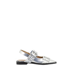 Ganni Buckle Metallic Ballerinas -   -  Ganni.