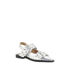 Ganni Buckle Metallic Ballerinas -   -  Ganni.