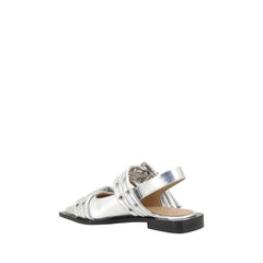 Ganni Buckle Metallic Ballerinas -   -  Ganni.