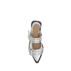 Ganni Buckle Metallic Ballerinas -   -  Ganni.