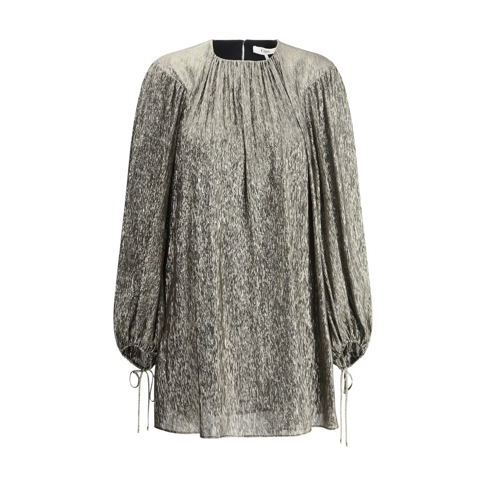 Chloé Silk lamé mini Dress -   -  Chloé.
