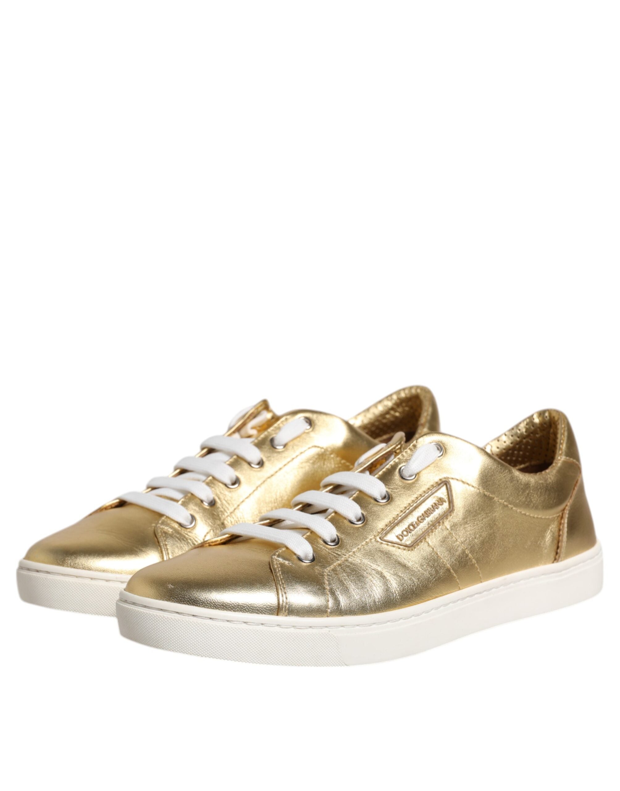 Dolce & Gabbana Gold Leather Logo London Men Sneakers Shoes -   -  Dolce & Gabbana.