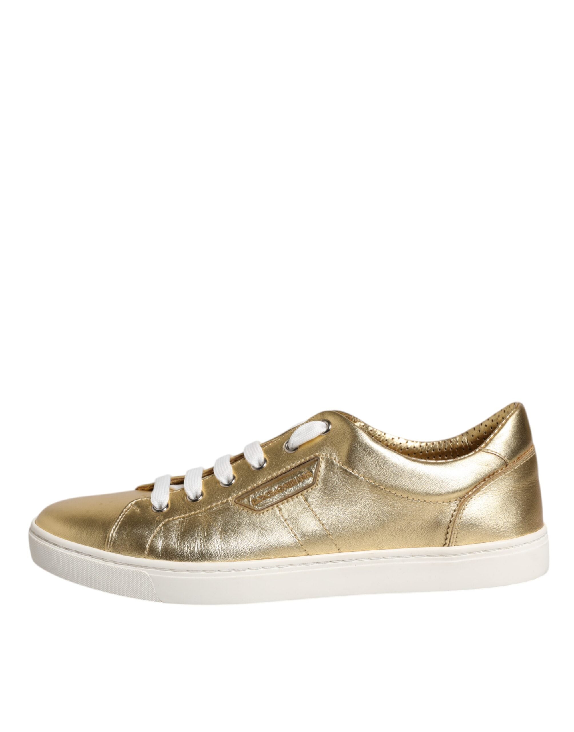 Dolce & Gabbana Gold Leather Logo London Men Sneakers Shoes -   -  Dolce & Gabbana.