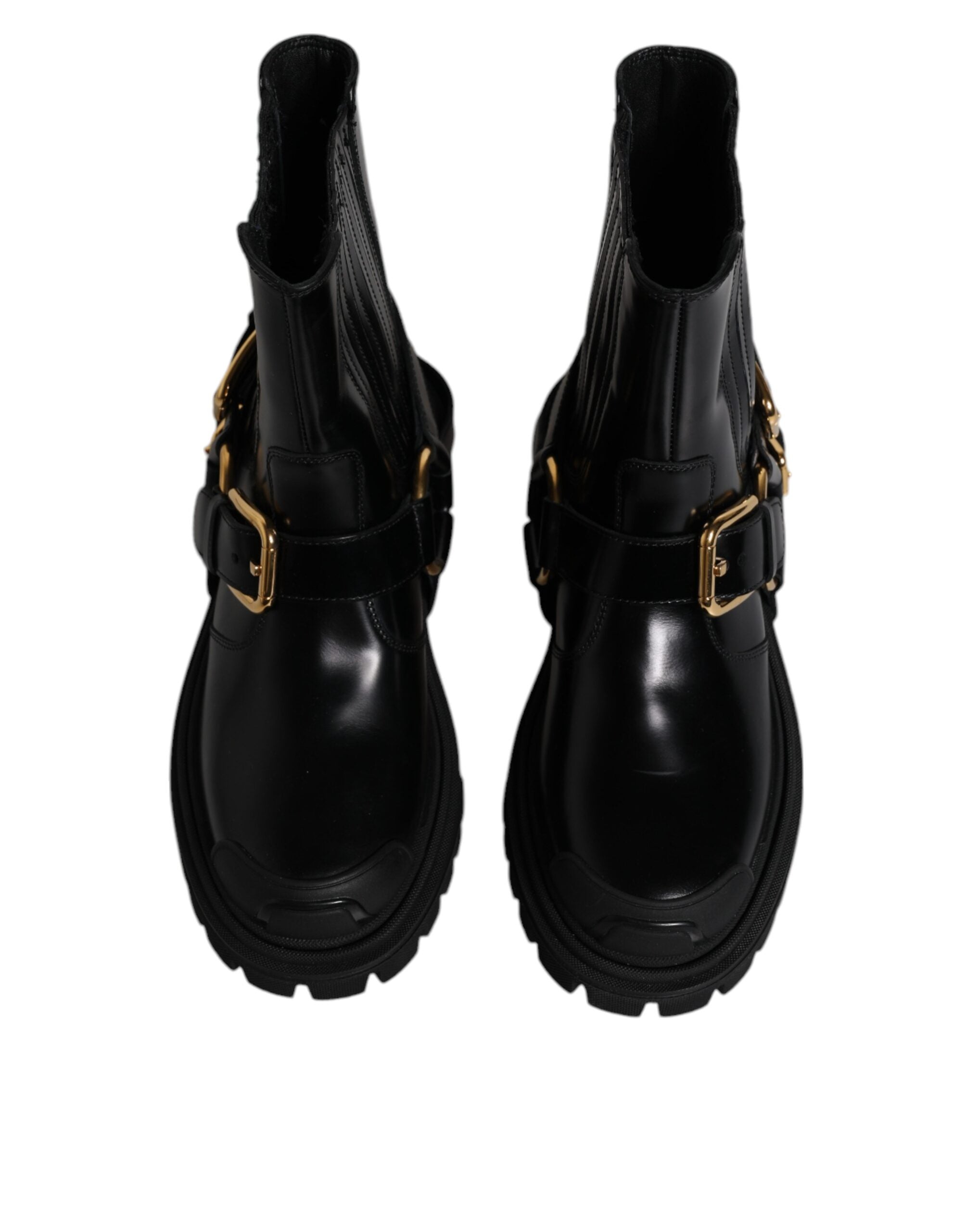 Dolce & Gabbana Black Leather Slip On Stretch Trekking Boots Shoes -   -  Dolce & Gabbana.
