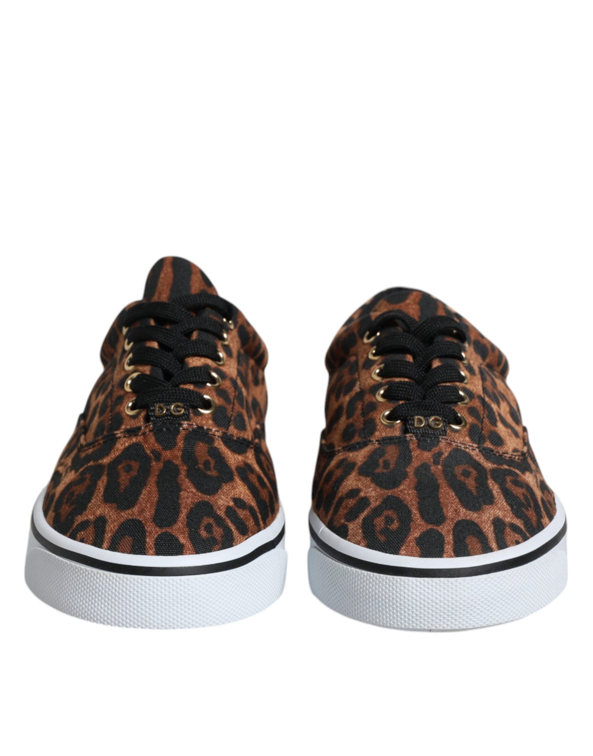Dolce & Gabbana Brown Leopard Logo Print Cotton Sneakers Shoes -   -  Dolce & Gabbana.