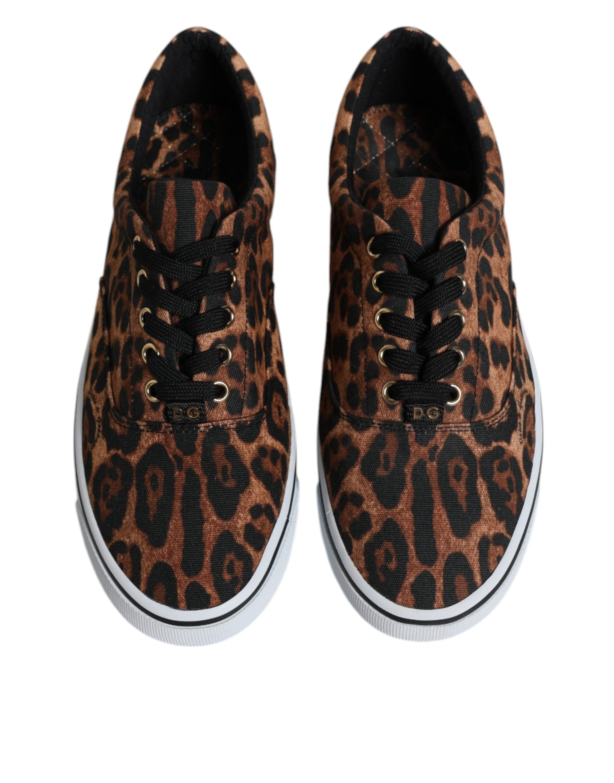 Dolce & Gabbana Brown Leopard Logo Print Cotton Sneakers Shoes -   -  Dolce & Gabbana.