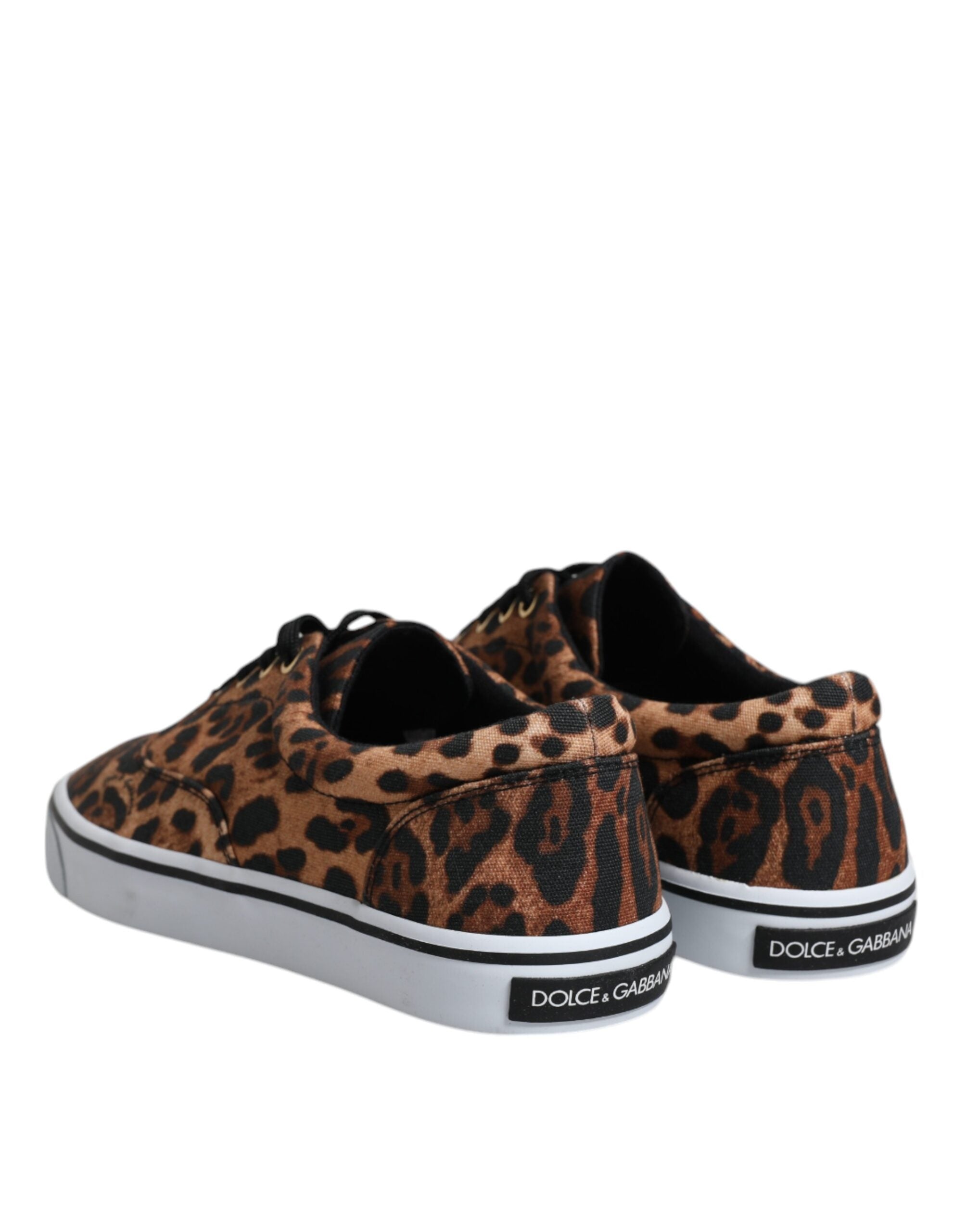 Dolce & Gabbana Brown Leopard Logo Print Cotton Sneakers Shoes -   -  Dolce & Gabbana.
