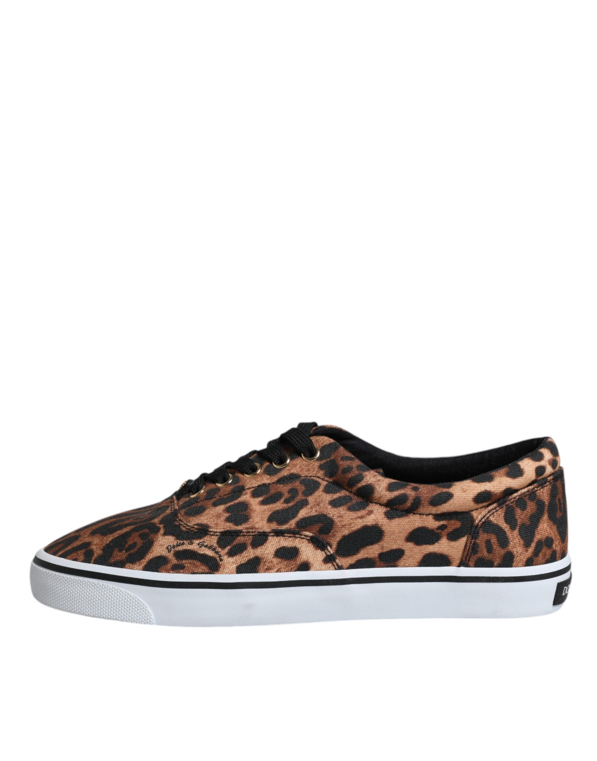Dolce & Gabbana Brown Leopard Logo Print Cotton Sneakers Shoes -   -  Dolce & Gabbana.